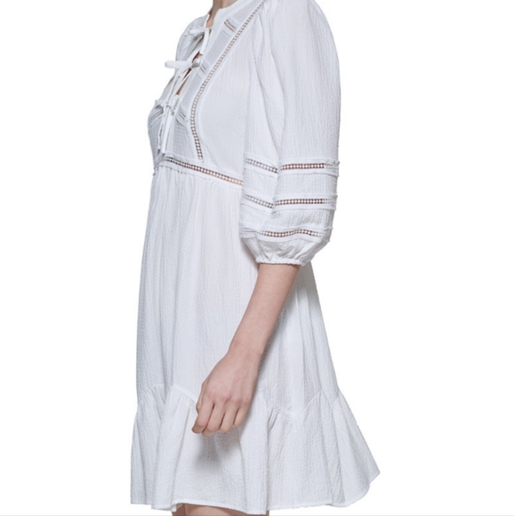 New Calvin Klein Tie Front Gauze Dress - Picture 3 of 4